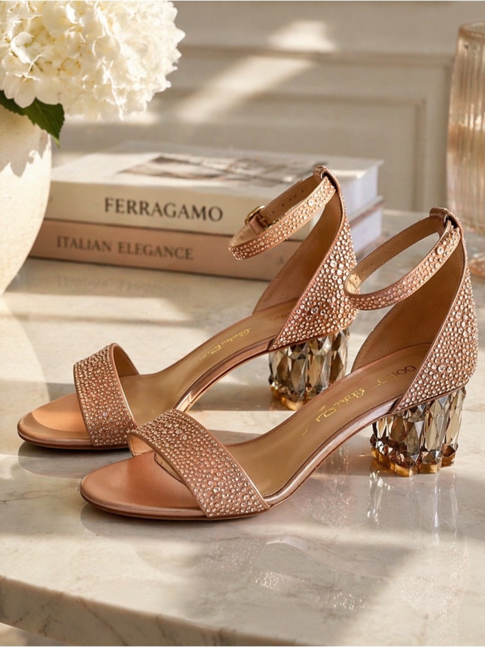 SALVATORE FERRAGAMO RHINESTONE HEELS